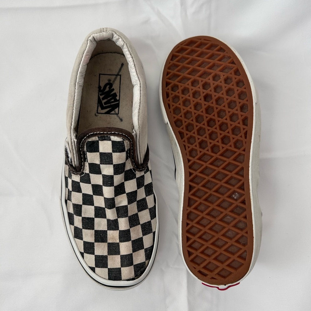 Vans Kids Trendy Black and White Checkered Slip-On Sneakers